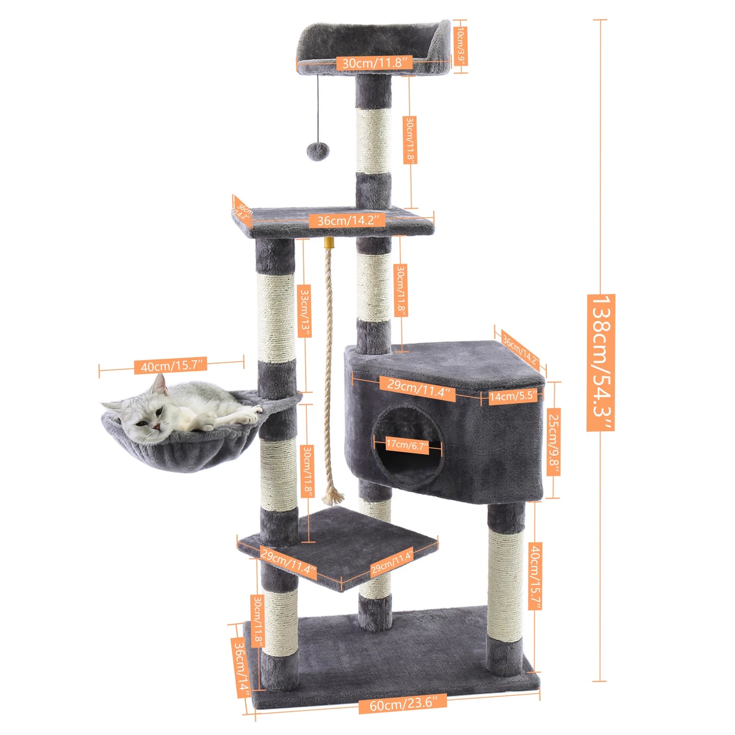 Multi-Level Cat Tree Tower Scratching Post for Cats & Kitten