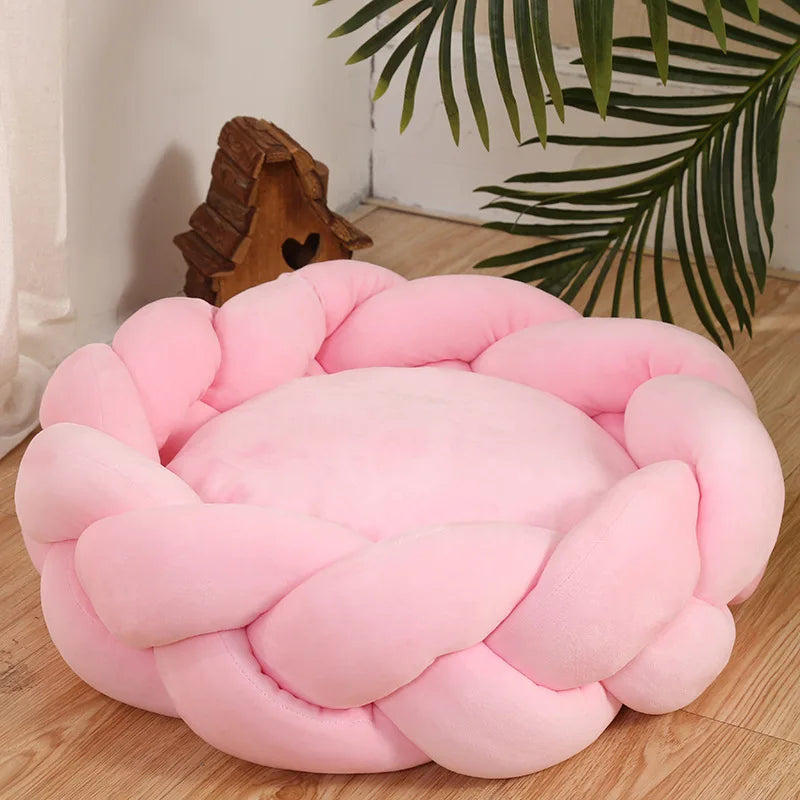 Non-slip Round Plush Dog Cat  Bed Anti-scratch Nest for Deep Sleep With Removable Mat