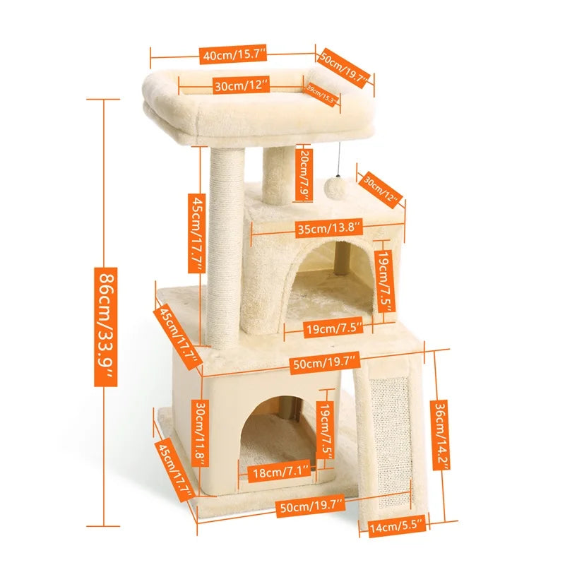 Multi-Level Cat Tree Tower Scratching Post for Cats & Kitten