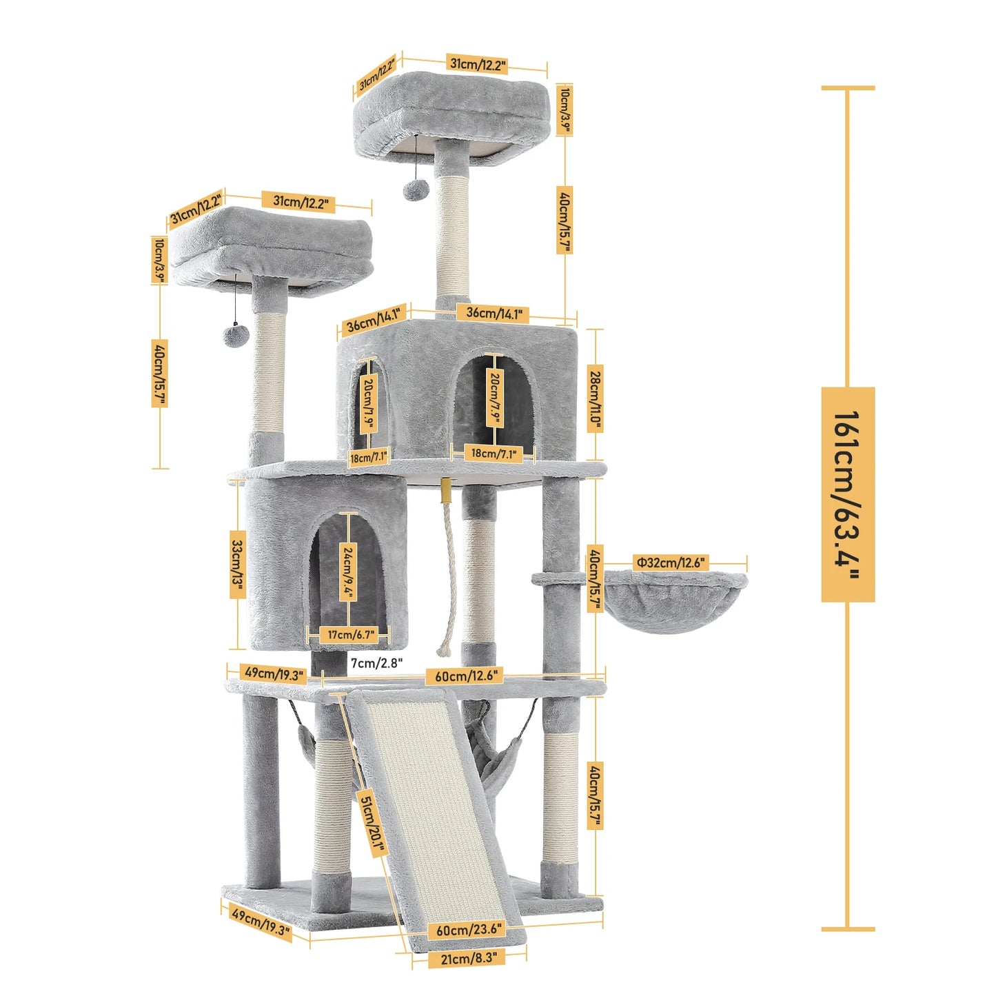 Multi-Level Cat Tree Tower Scratching Post for Cats & Kitten