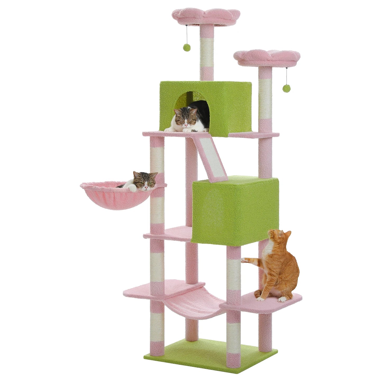 Tall Cat Tree with Large Cat Condo  Scratching Post Cozy Hammock  Tower