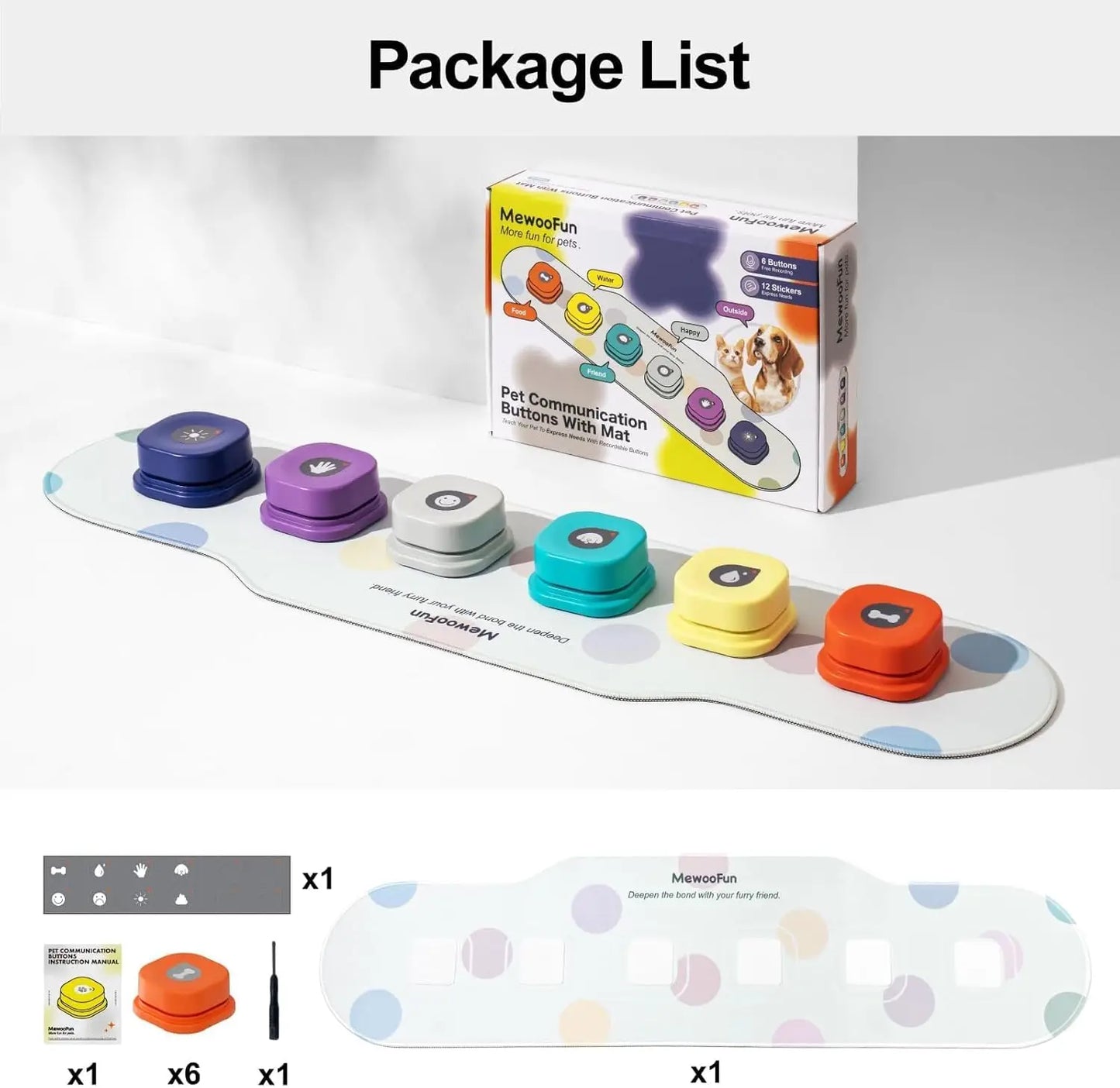 Dog Buttons Training Words Dog  Training Buttons Set 6 Packs for Communication Starter Pack with Training Manual