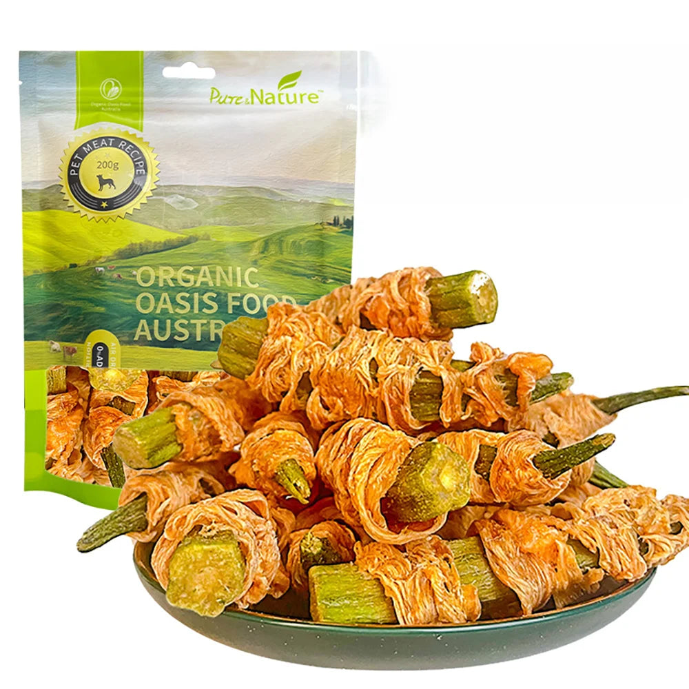 Chicken Wrapped Okra Natural Dog Treats