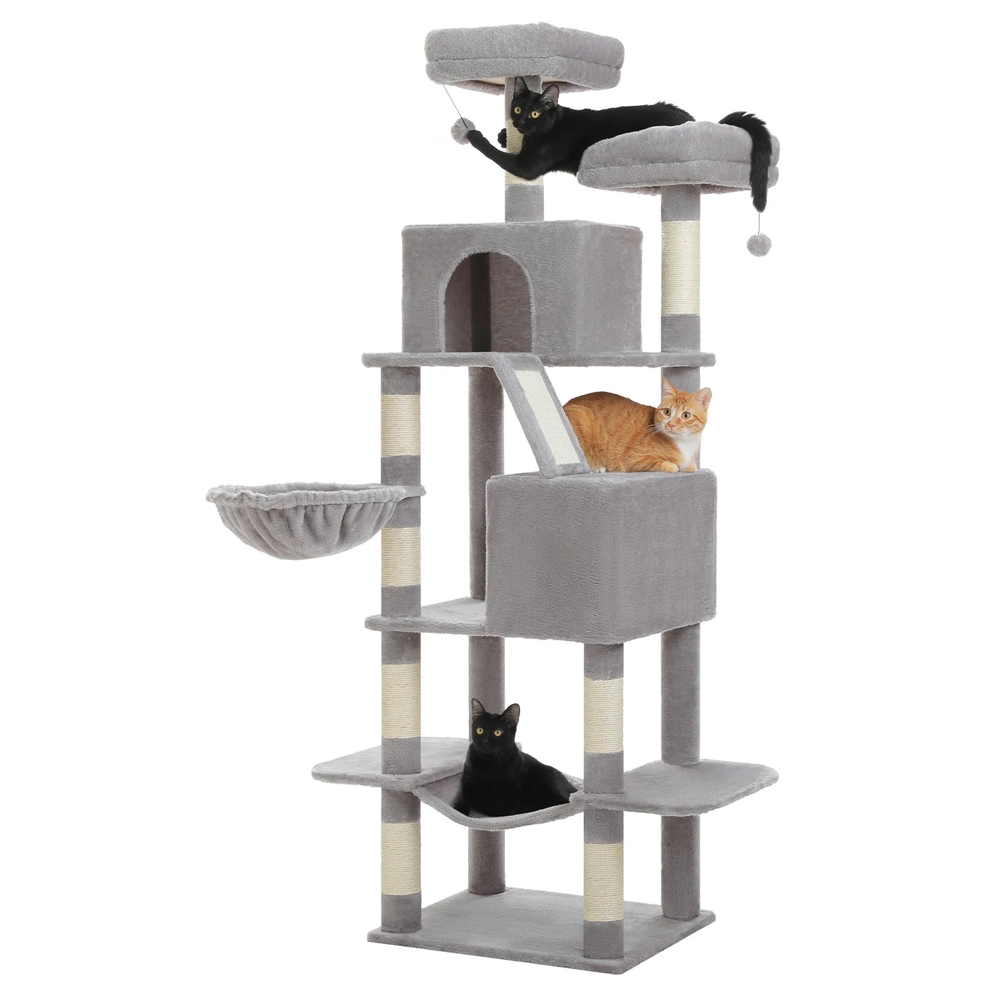 Tall Cat Tree with Large Cat Condo  Scratching Post Cozy Hammock  Tower