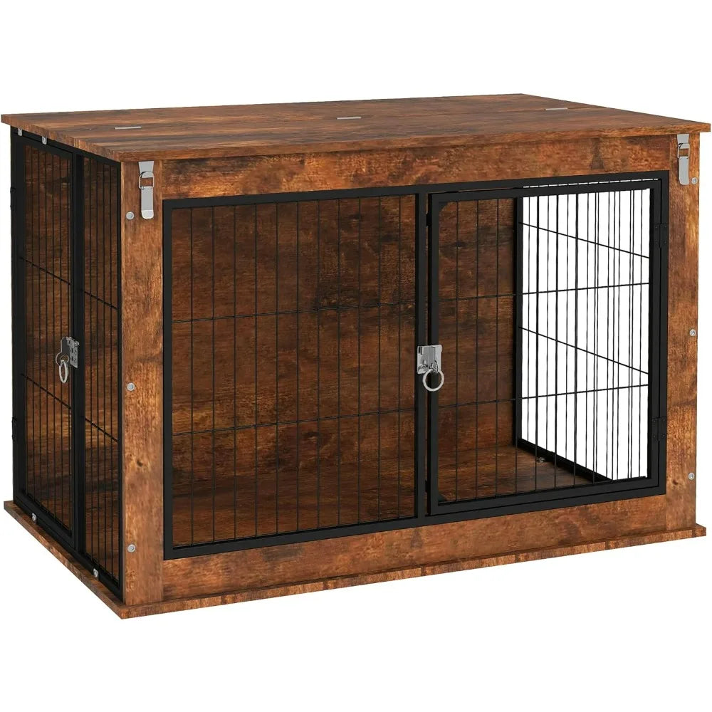 Dog Kennel Furniture Flip-up Top Opening, 39" with 2 Doors,