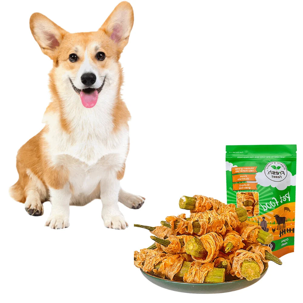 Chicken Wrapped Okra Natural Dog Treats