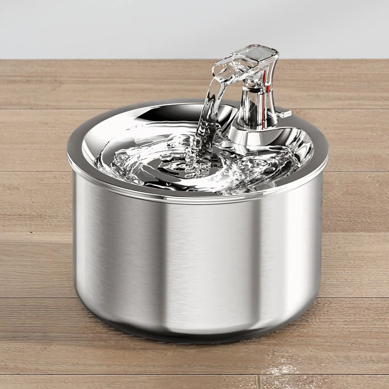 2L fully stainless steel pet water dispenser Automatic cat water fountain