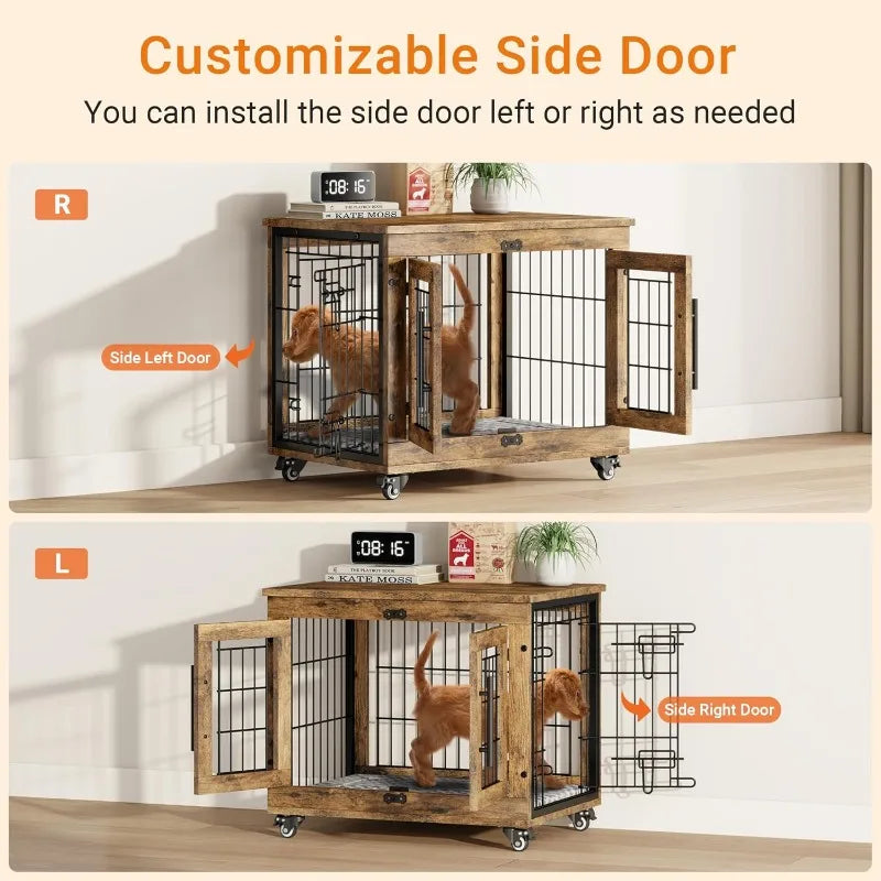 Small Wooden Dog Kennel Double Doors 27.1"