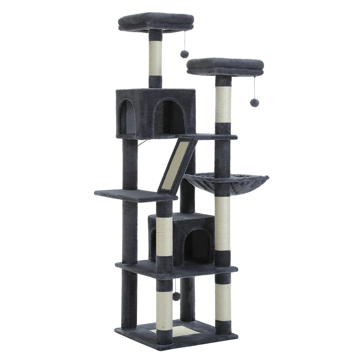 180cm Tall Cat Tree for Indoor Cats Multi-Level Scratching Post, Perches & Caves