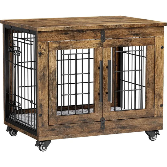 Small Wooden Dog Kennel Double Doors 27.1"