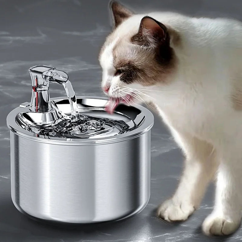 2L fully stainless steel pet water dispenser Automatic cat water fountain