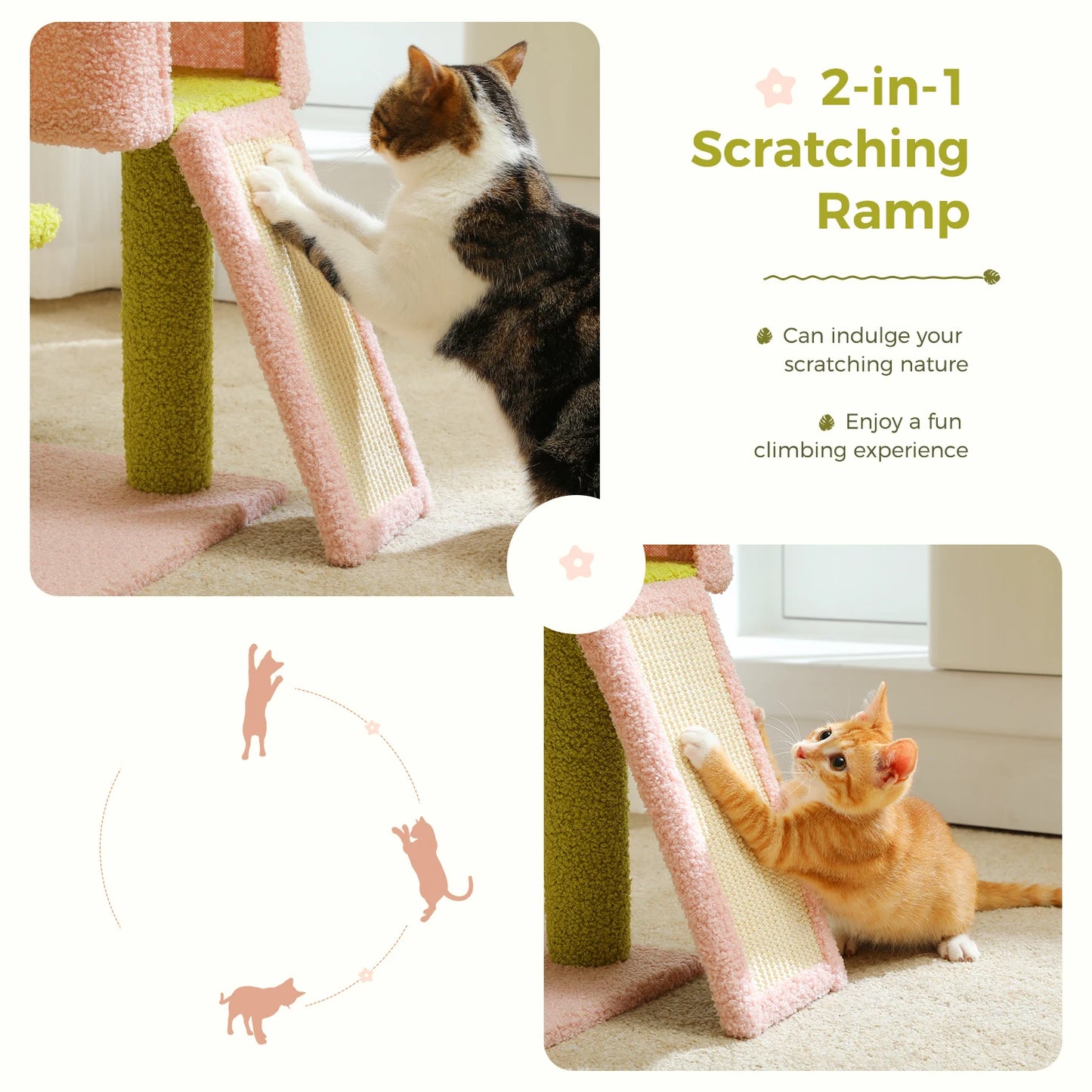 120cm Multi-Level Flower Cat Tree Tower Small to Medium Cats