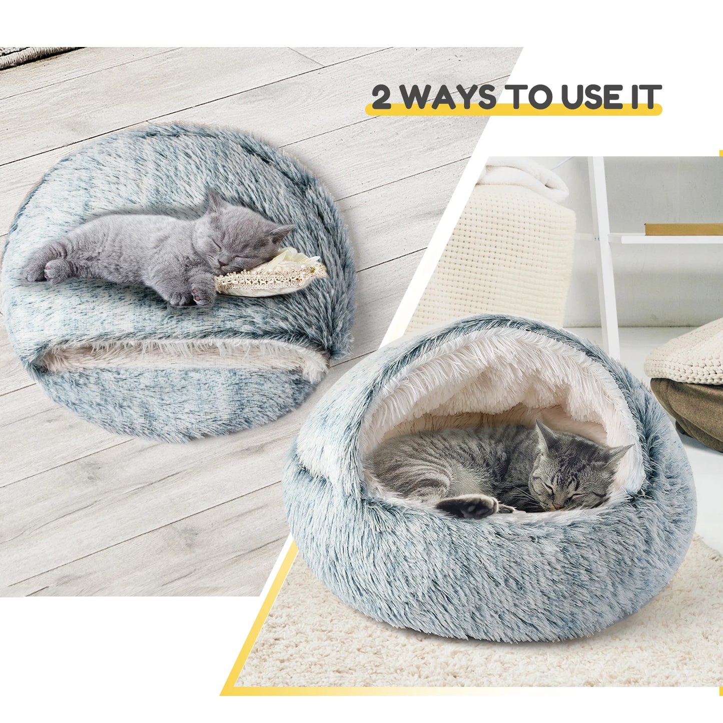25'' Pet Cat or Dog Beds Nest Soft Comfortable Semi-enclosed