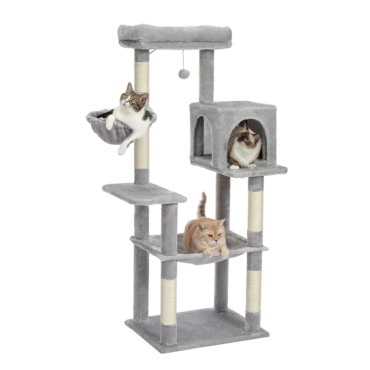 Cat Tree Plush Cat Tower Multilevel Cat Play House with Sisal Scratching Posts, Spacious Hammock and Large Condos Upgrade