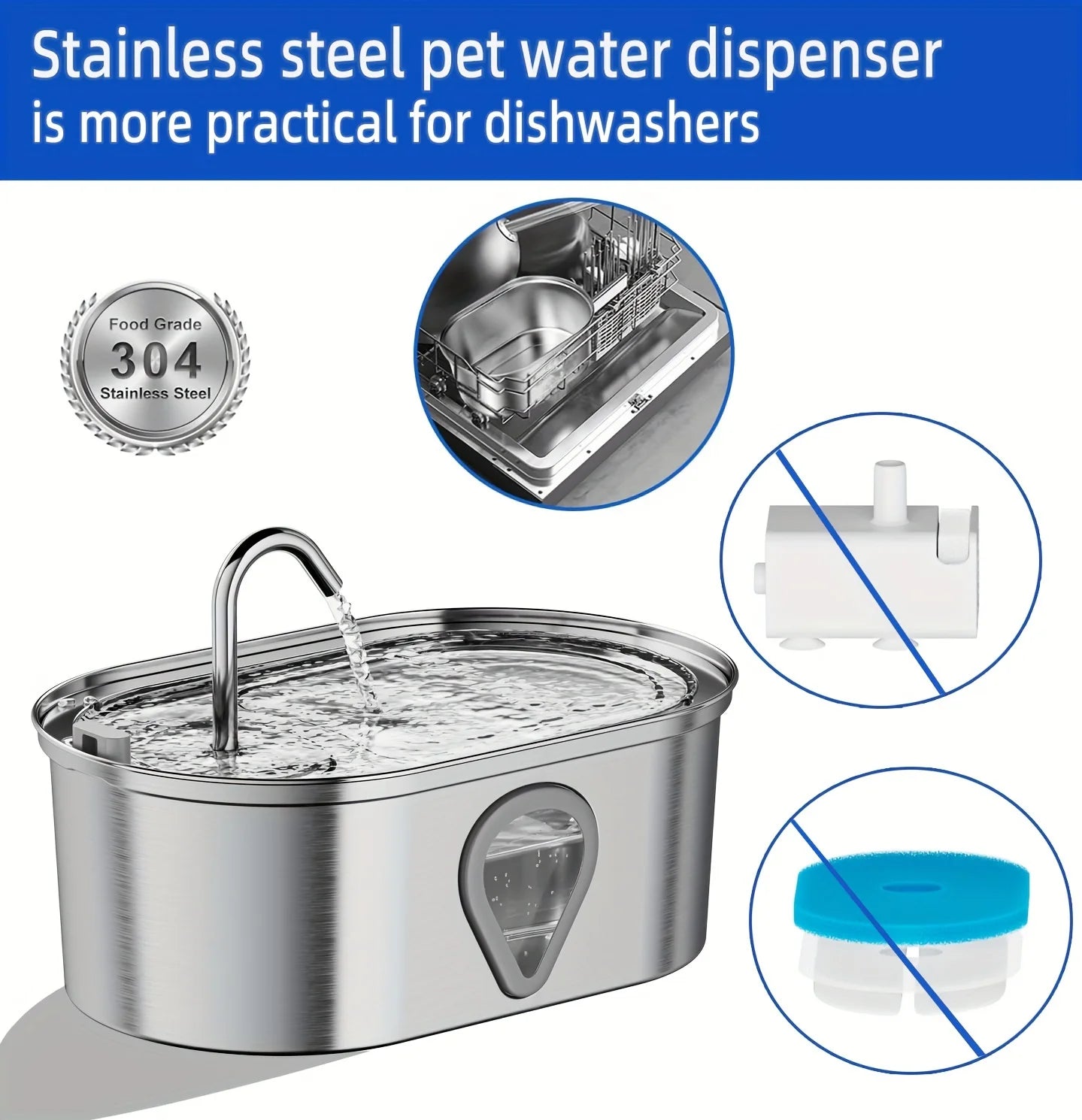 A Automatic stainless steel cat water fountain