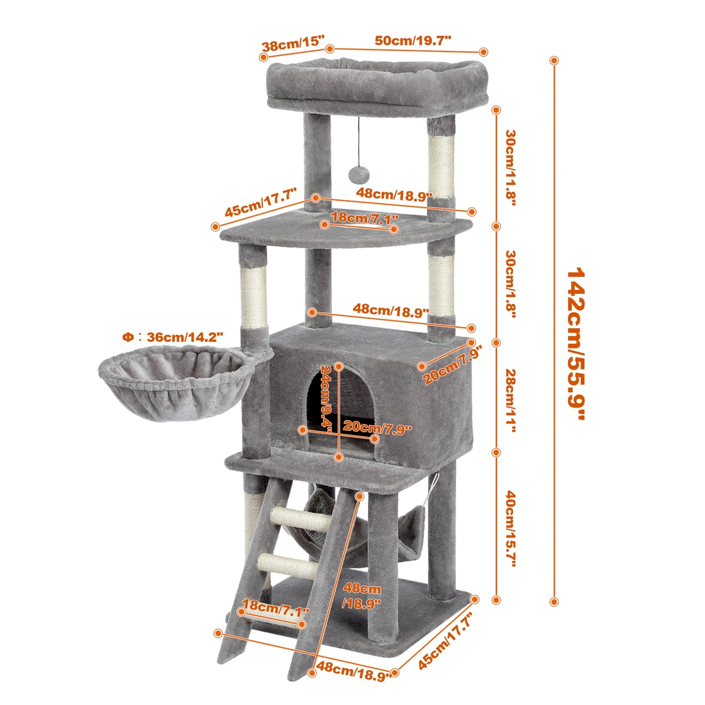 Multi-Level Cat Tree Tower Scratching Post for Cats & Kitten