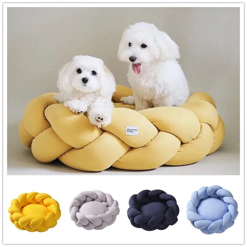 Non-slip Round Plush Dog Cat  Bed Anti-scratch Nest for Deep Sleep With Removable Mat