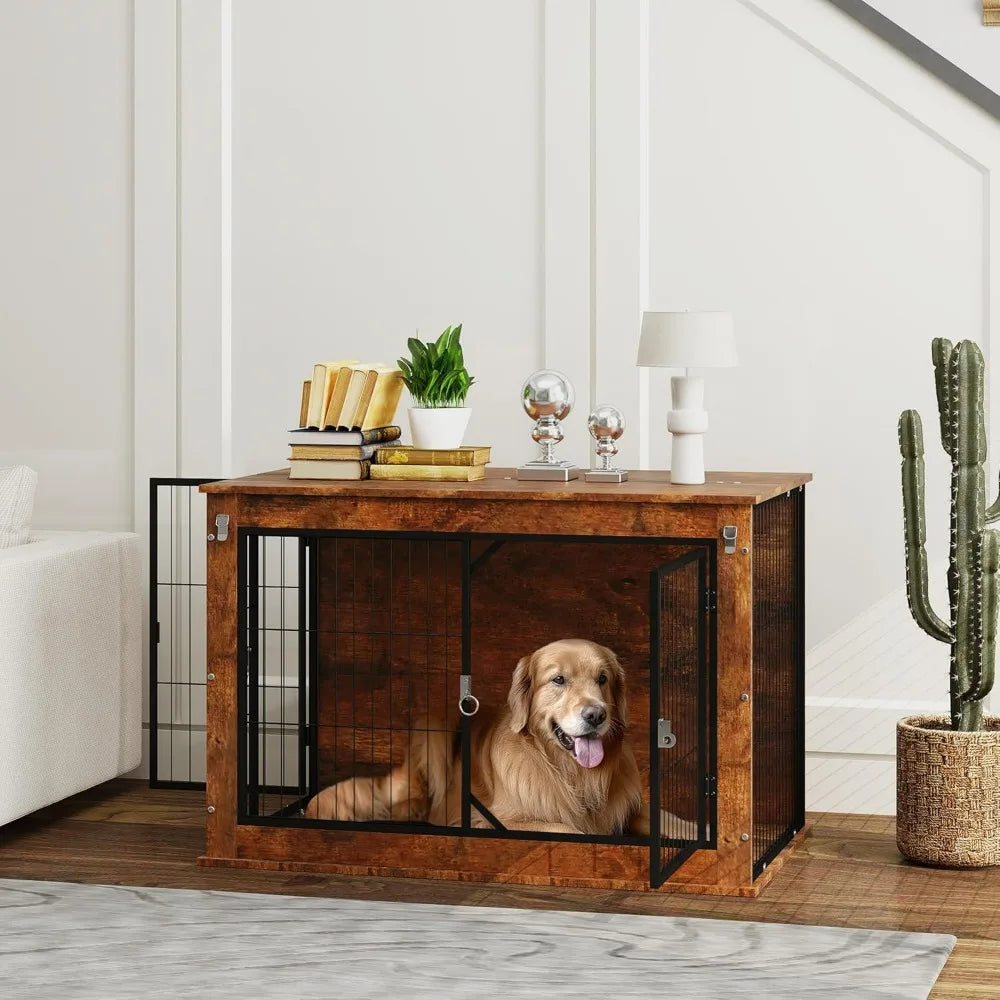 Dog Kennel Furniture Flip-up Top Opening, 39" with 2 Doors,