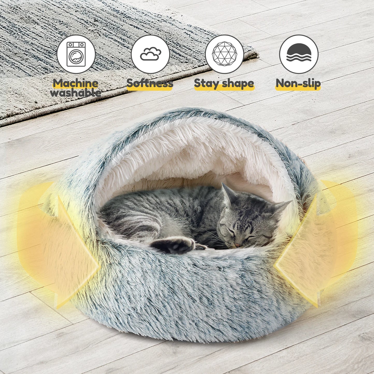 25'' Pet Cat or Dog Beds Nest Soft Comfortable Semi-enclosed