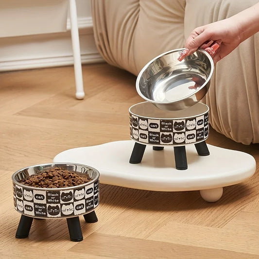 1pcs Elevated stainless steel Cat or Dog bowl - anti slip, anti pointed feeding tray