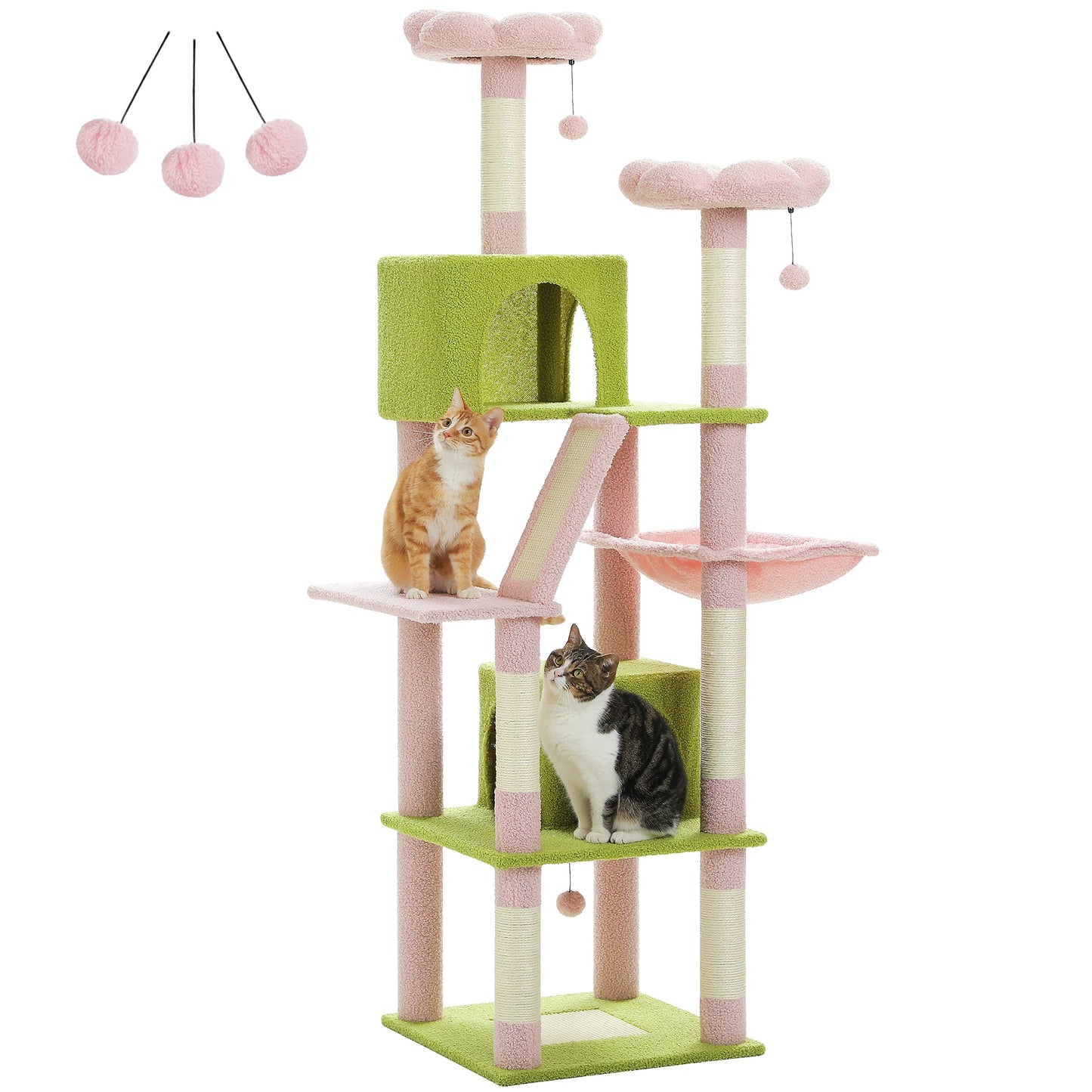 180cm Tall Cat Tree for Indoor Cats Multi-Level Scratching Post, Perches & Caves