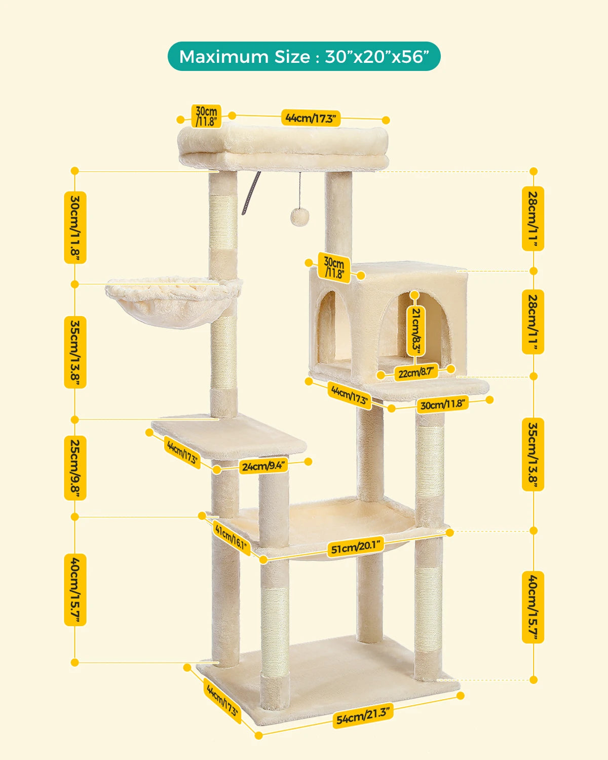 Multi-Level Cat Tree Tower Scratching Post for Cats & Kitten