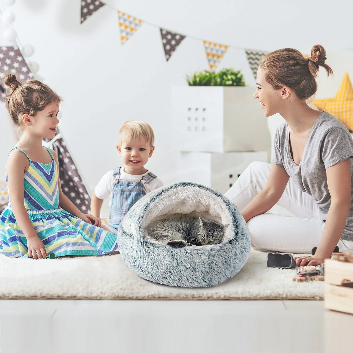 25'' Pet Cat or Dog Beds Nest Soft Comfortable Semi-enclosed