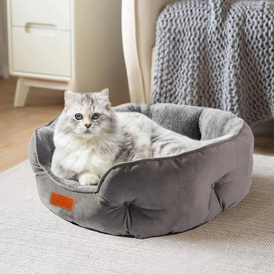 Pet Bed Soft, Washable, Non-Slip Base, Water Resistant, Grey, 50 cm