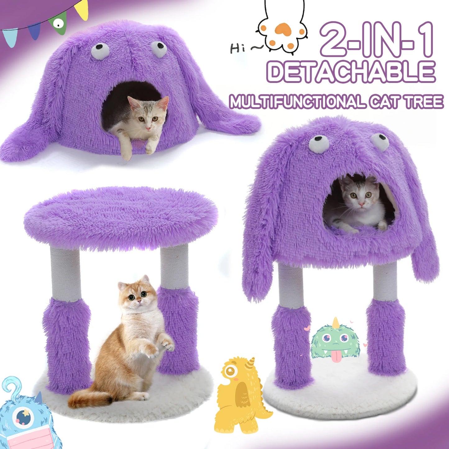 Monster Series Cat Tree Tower with Big Cat Condo