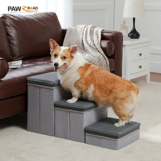 3-Tier Dog Stairs Foldable Pet Stair Adjustable Height