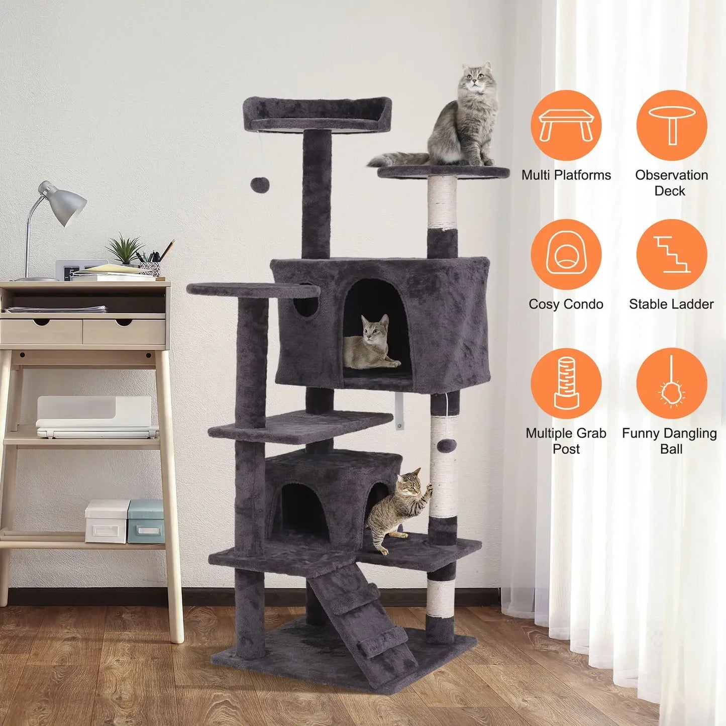 Cat Tree Condo Tower Cat Activity Center for Small Medium Cats Multiple Sizes