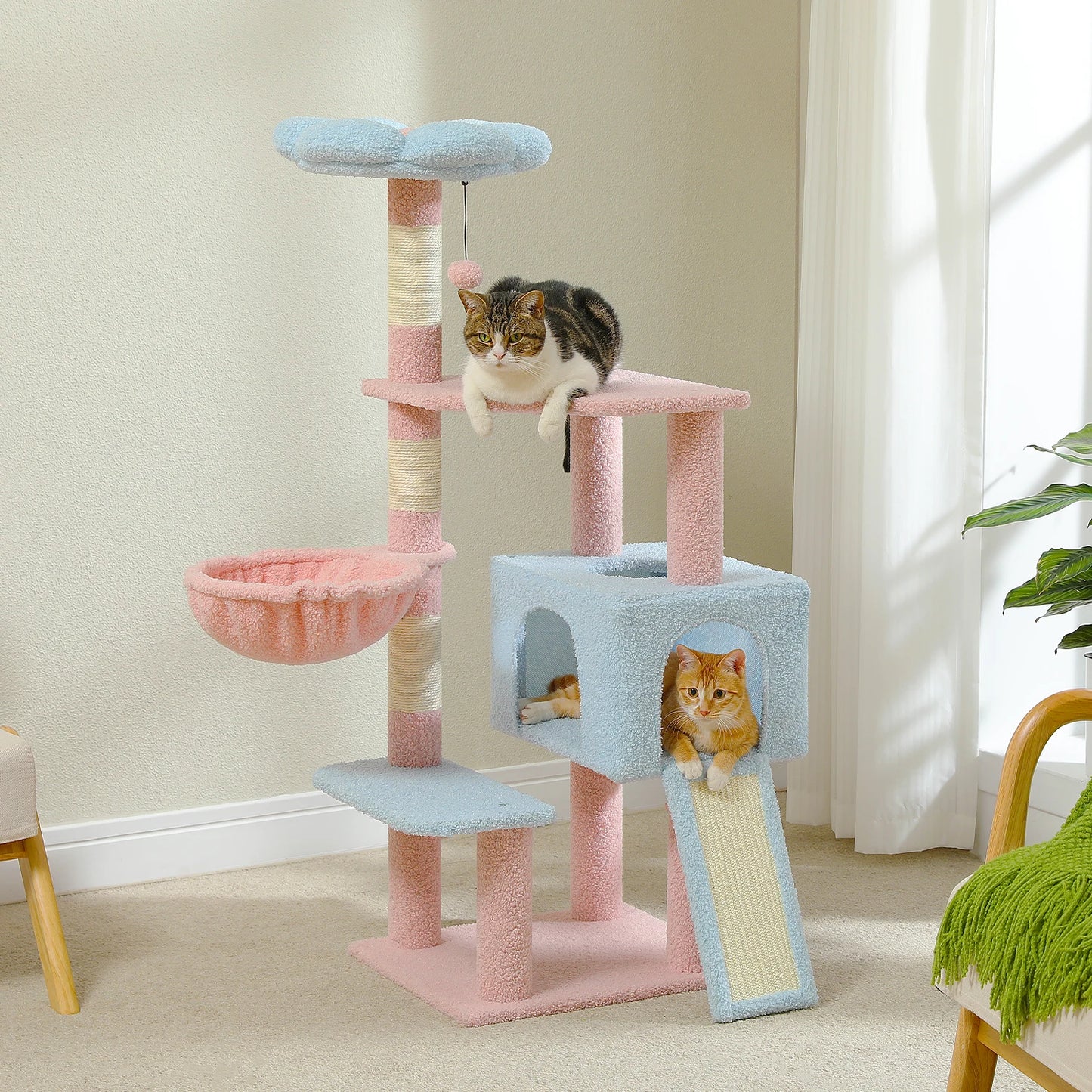 120cm Multi-Level Flower Cat Tree Tower Small to Medium Cats