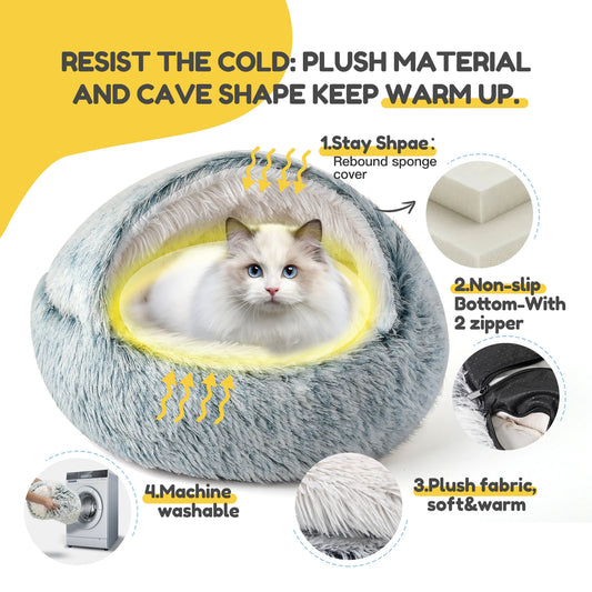 25'' Pet Cat or Dog Beds Nest Soft Comfortable Semi-enclosed