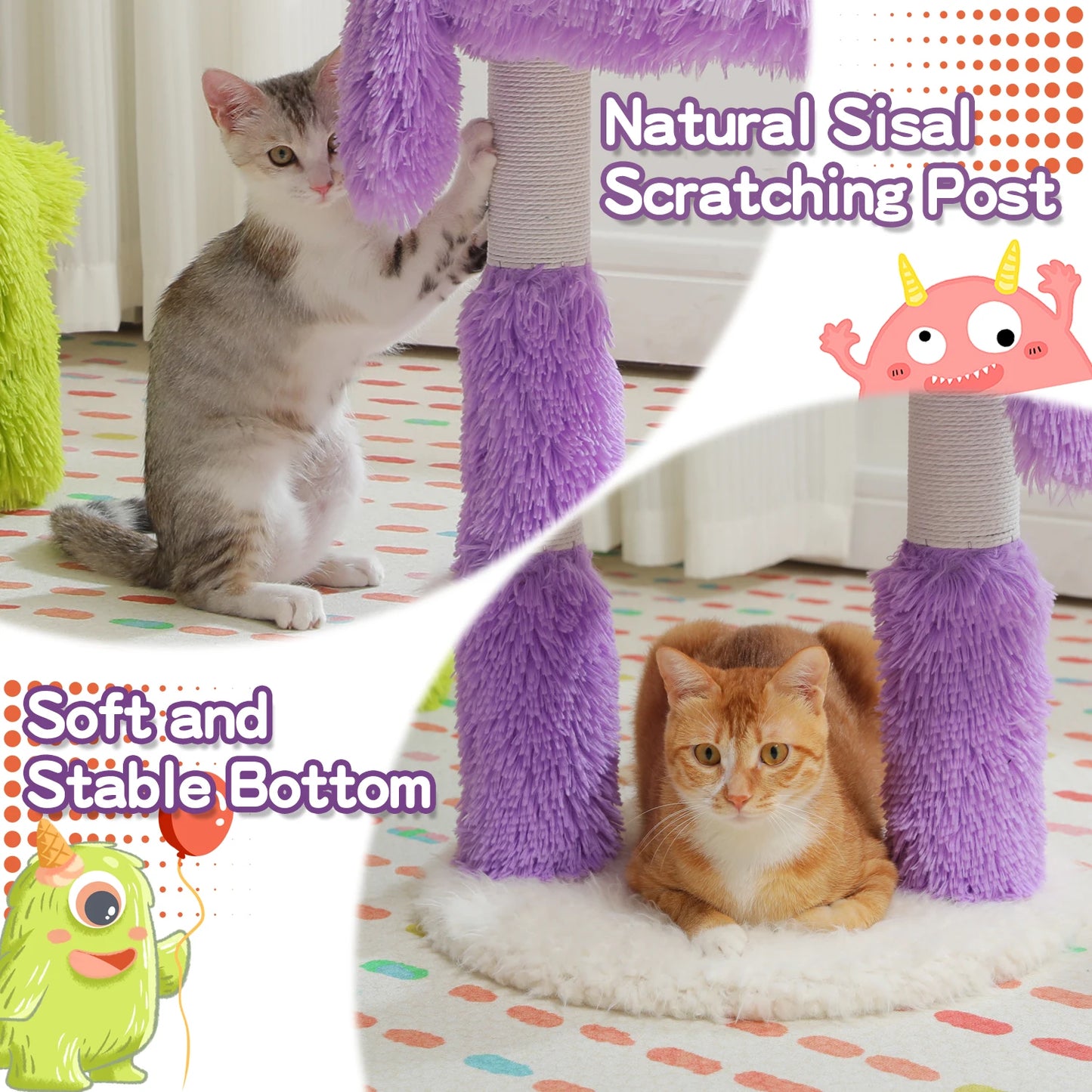 Monster Series Cat Tree Tower with Big Cat Condo
