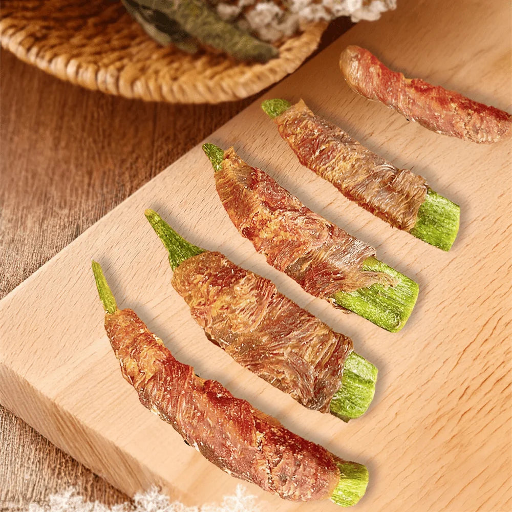 Chicken Wrapped Okra Natural Dog Treats