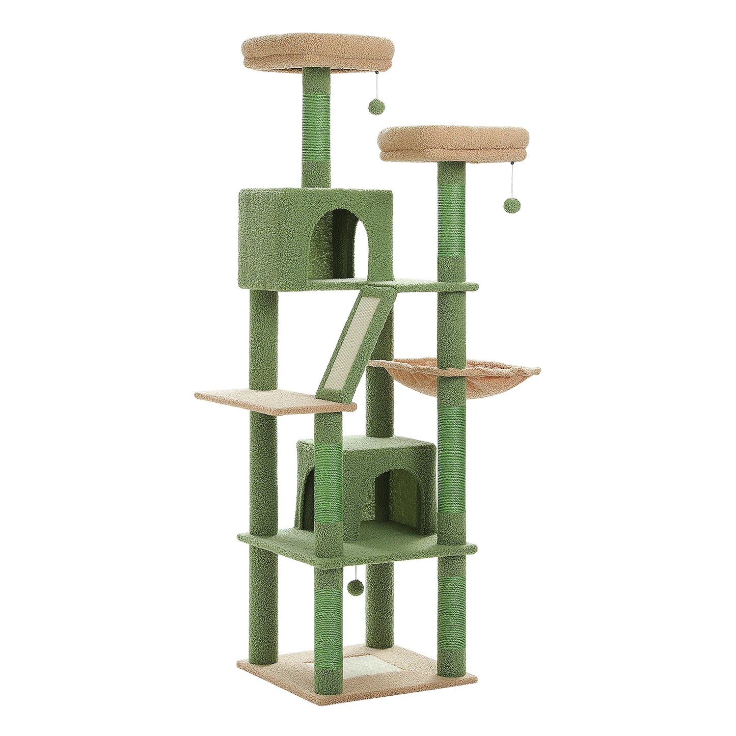 180cm Tall Cat Tree for Indoor Cats Multi-Level Scratching Post, Perches & Caves