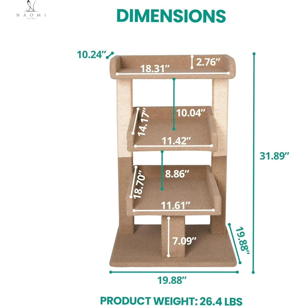Cat Tree with Scratching Post 3 - Tier Tower