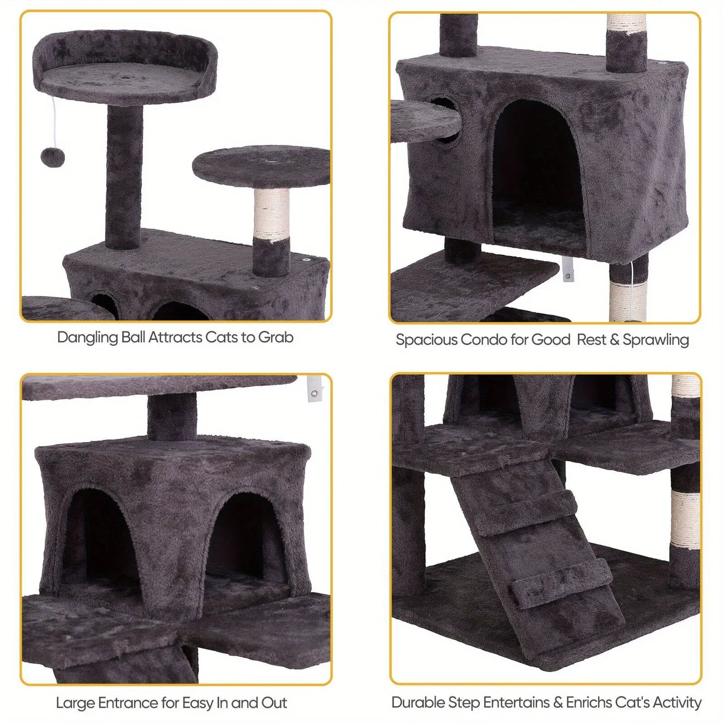 Cat Tree Condo Tower Cat Activity Center for Small Medium Cats Multiple Sizes