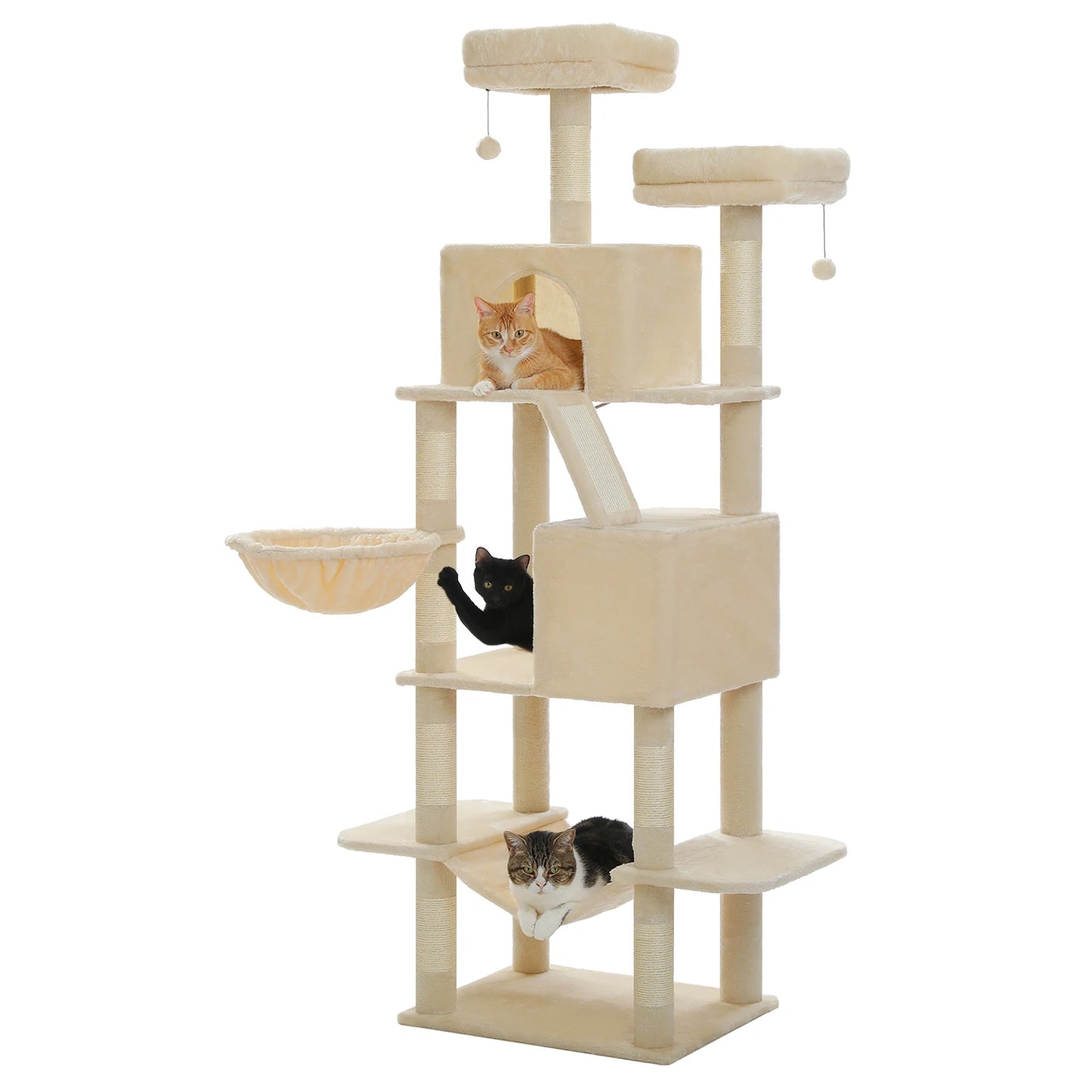 Tall Cat Tree with Large Cat Condo  Scratching Post Cozy Hammock  Tower