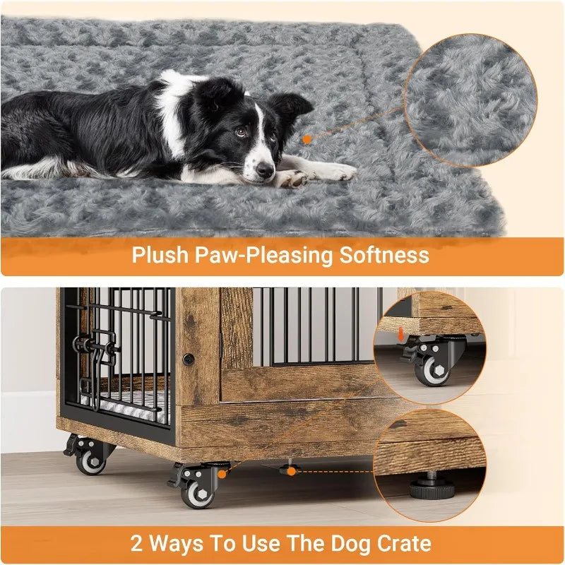 Small Wooden Dog Kennel Double Doors 27.1"