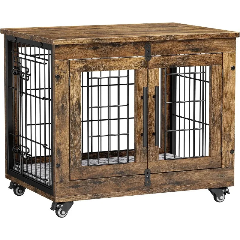 Small Wooden Dog Kennel Double Doors 27.1"