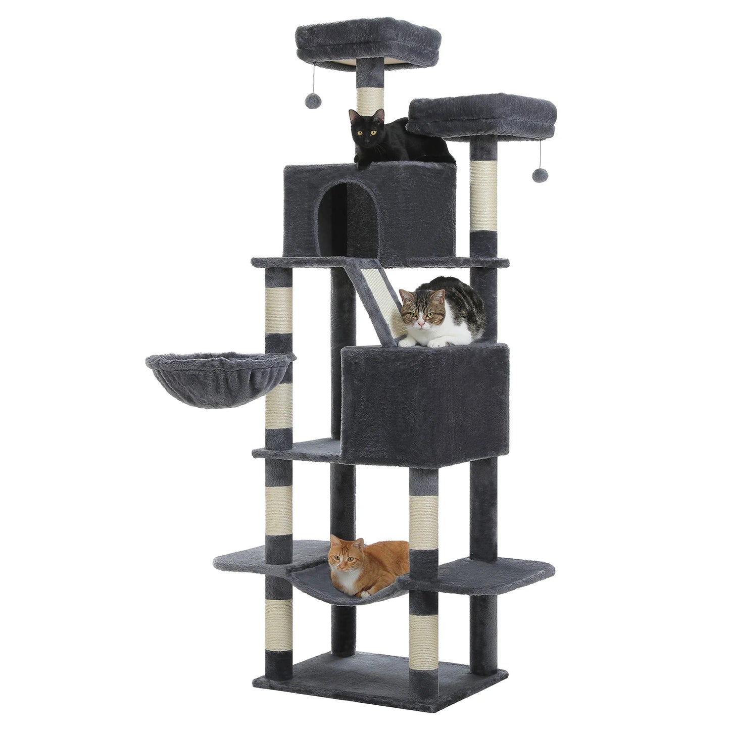 Tall Cat Tree with Large Cat Condo  Scratching Post Cozy Hammock  Tower