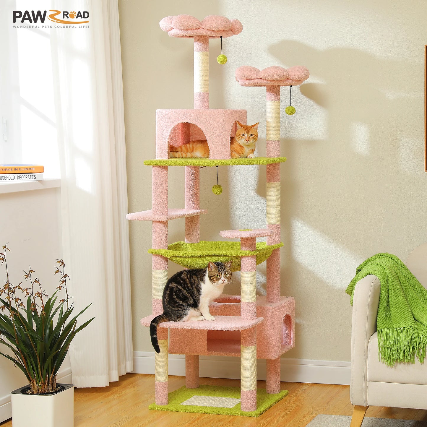 Large Cat Tower with Scratching Posts Spacious Condo  Stable for Kitten Multi-Level Tower