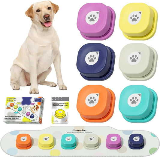 Dog Buttons Training Words Dog  Training Buttons Set 6 Packs for Communication Starter Pack with Training Manual
