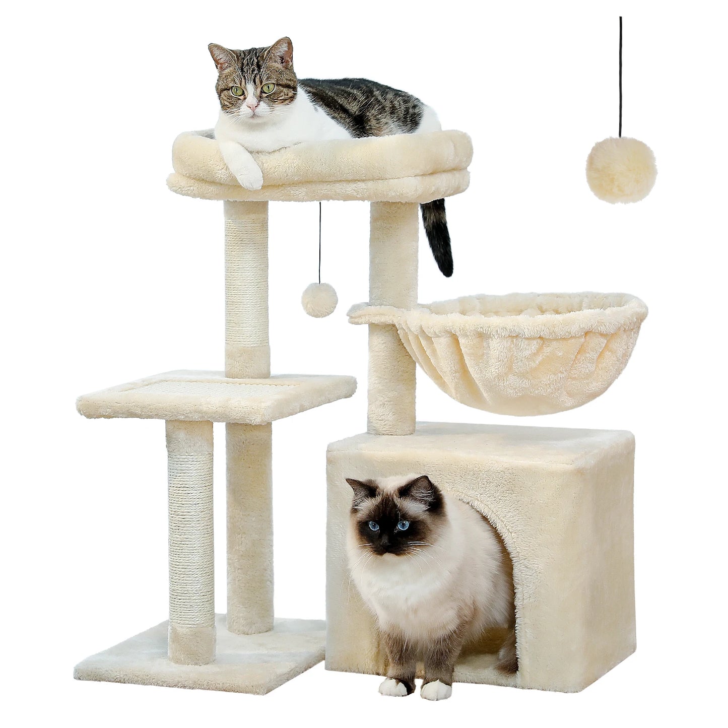 Cat Activity Tree with Cat Scratching Posts Big Hammock and Removable Top Perch Grey