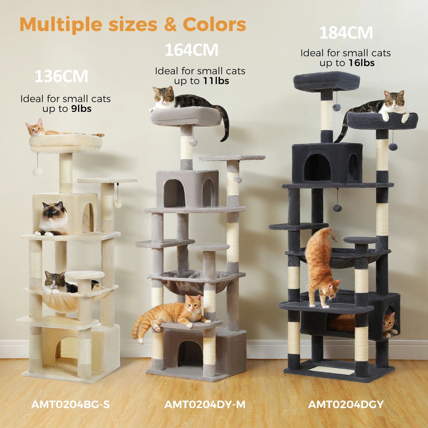 136cm 164cm 184cm Large Cat Scratching Tower