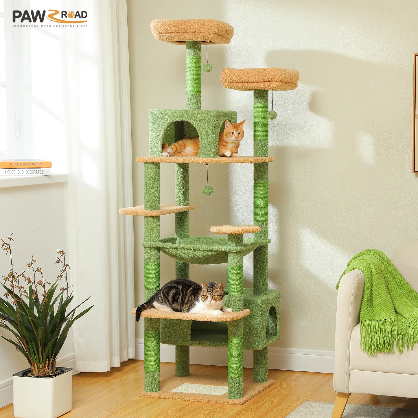 Large Cat Tower with Scratching Posts Spacious Condo  Stable for Kitten Multi-Level Tower
